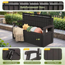 Greesum 80 Gallon Storage Bench Outdoor Deck Box with Armrest, Patio Furniture,Lockable, Waterproof and UV Resistant, Suitable for Garden, Pool, Brown by CozyNest Decor