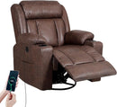 Retro Rocking Recliner Chair, Massage Rocker Recliner Chair with Vibration Massage and Heat, USB and Type-C Ports,360° Swivel Chairs,Living Room, Bedroom, Nursery, RV, Brown by TinyTreasures Baby Boutique