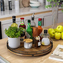 Farmhouse Oak 16" Lazy Susan Turntable Organizer for Cabinet, Round Wooden Lazy Susan Organization and Storage for Dining Table, Pantry, Kitchen, Countertop, Cupboard,Home Decor, Walnut Wood (16") by CozyNest Decor