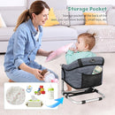 Booster Seat for Dining Table: Portable Toddler Booster Chair with Safety Buckle and Height Adjustable, Foldable Baby Feeding Chair, Kids High Chair Booster Seat for Kitchen Home Travel - Grey by TinyTreasures Baby Boutique