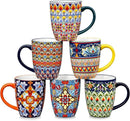 vancasso 16 oz Coffee Mugs Set of 6, Large Ceramic Mug with Handle, Boho Coffee Cups for Latte, Cappuccino & Hot Chocolate, Dishwasher & Microwave Safe Gift Set, Series SIMI by CozyNest Decor