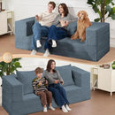Folding Bean Bag Chair for Adults,3-in-1 Bean Bag Couch Faux Fur Floor Sofa Large Beanbag Convertible Bean Bag Sofa Bed with Pillow in Bedroom,Living Room,Apartment(Queen,Gray) by CozyNest Decor