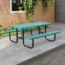 6FT Metal Picnic Tables for Outdoors, Commercial Rectangular Picnic Table and Bench Set for Outside, Patio, Garden, Backyard, Porch, Surface Mount, Green by GreenHaven Gardens