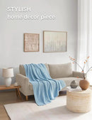 YnM Chunky Cotton Knit Throw Blanket, Cable Knit Throws for Bed Couch Sofa, Comfy & Relaxing, Decorative Piece for Farmhouse Modern Boho Rustic Scandinavian Chic Vibe, Aqua Blue 60x80 Inches by CozyNest Decor