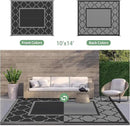 GENIMO 10 ' x 14 ' Outdoor Rug Waterproof for Patio Decor, Foldable Reversible Plastic Straw Area Rugs Mat for Camper, Outside Carpet for Rv, Deck, Porch, Picnic, Beach, Balcony, Black & Grey by CozyNest Decor