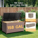 158 Gallon XL Deck Box with Lid, All Weather Wicker Outdoor Storage Box Waterproof, Large Outdoor Patio Storage Bin for Cushions, Garden Tools, Gears, Pool Accessories, Brown by CozyNest Decor