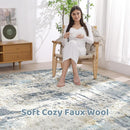 12x15 Area Rugs Washable Rug: Living Room Large Abstract Modern Soft Stain Resistant Indoor Floor Non Slip Accent Carpet for Bedroom Nursery Playroom Office Dining Room Dorm Home House- Blue by TinyTreasures Baby Boutique