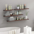 SAUMONIERES Floating Shelves 8 Inch Deep Solid Wood Wide Wall Shelf Set of 2 Wall Mounted for Bedroom Bathroom Living Room Kitchen, 24 Inch Walnut by CozyNest Decor