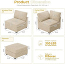 HOOOWOOO Modular Sectional Sofa,8 Pieces Sectional Couches for Living Room,131X98 G Shaped Cloud Couch with Ottoman Chaise Set(Beige Velvet Corduroy) by CozyNest Decor