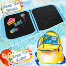 Erasable Doodle Set for Kids - Reusable Magic Drawing Book with 12 Watercolor Pens 14 Page Drawing, Road Trip Car Game Writing Painting Set for Boys and Girls (Zoo Blue) by TinyTreasures Baby Boutique