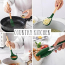 Country Kitchen Non Stick Silicone Utensil Set with Rounded Wood Handles for Cooking and Baking, 38 Piece Set, Green by CozyNest Decor