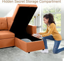 Naomi Home Transform Any Space: Sleeper Sectional Sofa with Convertible Sofa Bed & Inviting Chaise. Find Tranquil Comfort with Stress-Relieving Design & Durable Cushions - Caramel,Air Leather by CozyNest Decor