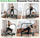 BCAN 40"/48" Mini Rebounder Trampoline for Adults with Bar, 450/550LBS Fitness Trampoline with Bungees, Adjustable Handle, Stable & Quiet, Indoor Outdoor, Whole-Body Workout & Relaxation at Home by TinyTreasures Baby Boutique