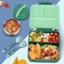 Bento Lunch Box for Kids with 8oz Soup Thermo&Lunch Bag, Leak-Proof Lunch Food Containers with 4 Compartment, Hot Food Insulated Food Jar for Kids School (Green) by TinyTreasures Baby Boutique