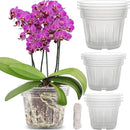 Orchid Pot, 9 Pack Orchid Pots with Holes, 3 Each of 4.8, 5.7 and 6.4 Inch Clear Flower Planter for Repotting, Plastic Slotted Nursery Planters Indoor Outdoor by GreenHaven Gardens