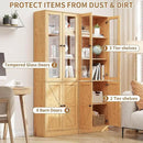 71" Tall Bookcases Set of 2, Bookshelves with Doors, 5-Shelf Bookcase with Storage, Wooden Bookshelf Floor Standing Display Storage Shelves Home Decor Furniture for Living Room,Bedroom,Natural by CozyNest Decor