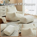 Premium Beige Bean Bag Chair for Adults with Armrest- Ultra Plush Memory Foam Lounge Sofa & Comfy Reading Nook Chair for Bedroom, Living Room & Dorm (White, Without Pedals) by CozyNest Decor