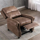 CANMOV Pushback Recliner Chair Set of 2, Faux Leather Armchair Push Back Recliner with Rivet Decoration Single Sofa Accent Chair for Living Room, Chocolate by CozyNest Decor
