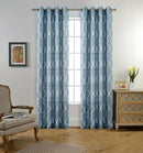 Miuco Moroccan Embroidered Semi Sheer Curtains Faux Linen Grommet Curtain Set for Bedroom 52 x 95 Inch, Dusty Blue by CozyNest Decor