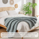 Chunky Knit Blanket Throw, 100% Hand Knit Throw Blanket Handmade Chenille Cable Knit Throw for Couch, Stylish Cozy Soft Rope Knot Crochet Blanket for Home Decor, Chambray Blue, 50x60 Inches by CozyNest Decor