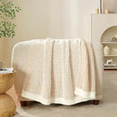 Snuggle Sac Cream Waffle Blanket for Couch Bed Sofa 60x80 inches, Reversible Beige Soft Throw Microfiber Fluffy Fuzzy Cozy Knit Twin Blanket for Women Mothers Birthday Gifts by CozyNest Decor