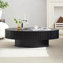 Oval Coffee Table for Living Room, Modern Fluted Coffee Tables with Pedestal Base, Handcrafted Centre Tea Tables Easy Assembly-43.7" Black by CozyNest Decor