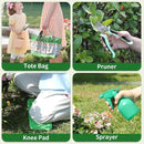 Gardening Tools 10-Piece Heavy Duty Stainless Steel Hand Tools with Durable Garden Tools Storage Tote,Rust-Proof Garden Tool Set, Ideal Gardening Gifts for Women Yellow Floral Pattern Design by GreenHaven Gardens