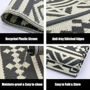 RV Waterproof Mat Outdoor Rugs 9'x12' for Patios Clearance Carpet Camping, Large Plastic Straw (9x12ft Geometric Boho Grey&White) by GreenHaven Gardens