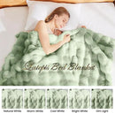 Latepis Faux Fur Throw Blankets Sage Green Bubble Cozy Soft Heavy Blanket for Couch Fuzzy Thick Blanket for Sofa Bedroom Plush Fluffy Warm Blankets for Winter Luxury Throw Blanket 50''x60'', 860gsm by CozyNest Decor