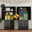 75" Kitchen Pantry Cabinet, Metal Storage Cabinets with Doors and Adjustable Shelves, Black Tall Pantry Cabinet with 3 Drawers for Dinning Living Room by CozyNest Decor