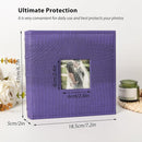 RECUTMS Photo Album with Memo Hold 100 4x6 Photos with Memo Areas, Slip in Pockets PU Leather Cover Small Photo Book with Front Window for Memories Couple Kids Family Pictures (Purple) by TinyTreasures Baby Boutique
