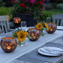 5.4” 2-Pack Decorative Metal Solar Patio Light with Flickering Flame, Waterproof Dusk-to-Dawn Garden Lantern, Bronze/Copper by GreenHaven Gardens