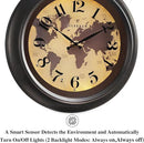 CLXEAST 18 Inch Illuminated Wall Clock with Smart LED Light Sensor, Large Modern World Map Wall Clocks for Living Room Decor,Oil Rubbed Bronze,Unique House Warming Gifts by CozyNest Decor