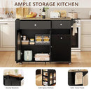 Kitchen Island with Drop Leaf & Power Outlet, Rolling Kitchen Island on Wheels with Trash Can Storage, Island Table Bar Cart with Spice Rack, Towel Rack, Drawers, Mobile Kitchen Carts on Wheels by CozyNest Decor
