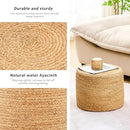 Handwoven Water Hyacinth Ottoman Pouf, Round Outdoor Footstool with Sturdy Frame, No Assembly Needed, Boho Accent Stool for Indoor & Outdoor Use – Patio, Balcony, Living Room (Natural) by CozyNest Decor