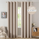 MIULEE Linen Textured Curtains Solid 100% Blackout for Bedroom Thermal Insulated Natural Beige Grommet Room Darkening Curtains & Drapes Luxury Decor for Living Room Nursery 52 x 72 Inch (2 Panels) by TinyTreasures Baby Boutique