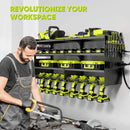 Large Power Tool Organizer Wall Mount with Charging Station,4 Layer Heavy Duty Metal Tool Storage Rack Loads 600lbs with 8 Cordless Drill Holder,Battery Utility Rack Loads with 4 Power Strip by GreenHaven Gardens