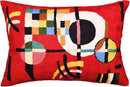 Lumbar Kandinsky Red Modern Pillow Cover Counterweights Mid Century Chair Cushions Red Abstract Pillowcase Red Contemporary Pillowsham Couch Cushions Handmade Wool Size 14x20 by CozyNest Decor