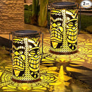 2 Pack Tiki Solar Lanterns Tiki Bar Light Decor Outdoor Waterproof Gifts for Women Men Hanging Lantern Metal Hollowed Out Decor for Summer Garden Patio Lawn Porch Festival Party by GreenHaven Gardens