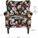 BELLEZE Modern Accent Chair for Living Room, High Back Linen Armchair with Wooden Legs, Upholstered Wingback Side Chair Padded Armrest Single Sofa for Living Room, Bedroom - Allston (Black & Flower) by CozyNest Decor