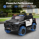24V 10Ah Electric Police Car Ride on Toy for Big Kids, 4WD 2 Seater Kids Ride on Car SUV w/Remote Control, 4x200W Motors - Black by TinyTreasures Baby Boutique
