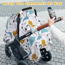 Rquite Dinosaurs Carseat Cover - Muslin Cotton Infant Car Seat Canopy, Breathable Baby Carrier Cover, Summer Stroller Sun Shade by TinyTreasures Baby Boutique