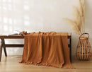 100% Cotton Muslin Throw Blanket for Bed, Couch, Travel, Luxuriously Soft, Pre-Washed, Breathable and Lightweight Gauze Blanket with Tassels, Suitable for All Seasons, Rust, 50"x60" by CozyNest Decor