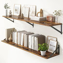 Floating Shelves 55 Inch Long, 10" Deep Floating Shelves, Wall Shelves 55 x 10, Set of 2, Wide Large Display Storage Shelves for Bathroom, Living Room, Rustic Wood Shelves with Brackets, Rustic Brown by CozyNest Decor
