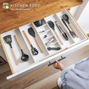Adjustable Kitchen Drawer Organizer for Utensils and Junk, Food-Safe Contract Grade with 100% Sustainable Wood, Expandable from 19 to 33 Inches Wide - White Bamboo by CozyNest Decor