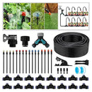 Garden Drip Irrigation Kit, 100ft Black Hose, 360° Pure Copper Closeable Nozzle, Patio Misting Plant Watering Sprinkler, Faucet Separator, Sprinkler Hose Adapter (16 360° nozzles + 16 T-connectors) by GreenHaven Gardens