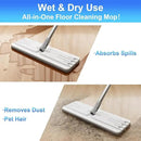 JOYMOOP White Flat Mop & Bucket with 1 Microfiber Pad, 12 Disposable Toilet Brushes, Stainless Steel Toilet Brush and Holder Set, Multi-Functional Cleaner for Floors, Windows, and Toilets by CozyNest Decor