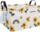 LANGYASHAN Rectangular Storage Bin Collapse Canvas Fabric Cartoon Storage Basket with Handles for Organizing Home Kitchen Boys and Girls Toys Office Closet Shelf Baskets(Rec Sunflower) by TinyTreasures Baby Boutique