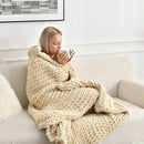 Maetoow Tighter Version Chenille Chunky Knit Blanket Throw （40×50 Inch）, Handmade Warm & Cozy Blanket Couch, Bed, Home Decor, Soft Fleece Banket, Boho Thick Blankets and Giant Yarn Throws，Beige by CozyNest Decor