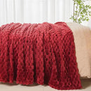 NEWCOSPLAY Super Soft King Blanket Red Premium Silky Flannel Fleece 3D Clouds Stylish Jacquard Lightweight Bed Blanket All Season Use 350GSM (Red, King(90"x110")) by CozyNest Decor